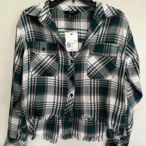 Plaid green button up